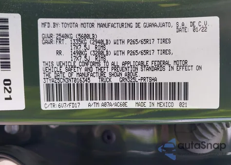 2022 Toyota Tacoma Trd Sport z USA, uszkodzony, nr VIN 3TYAZ5CN3NT016345